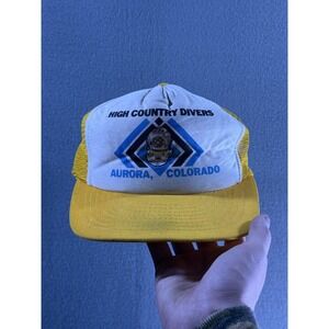 Vintage Sportcap HC Divers Hat Cap Snap Back Mens Large Yellow Trucker